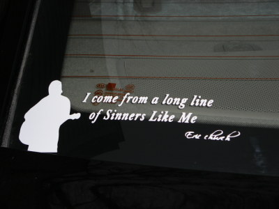 Window Cling by Kim on Pam's Car...Pic sent in by Pam