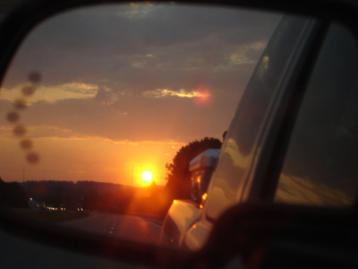 The Sunsetting on TN in my truck mirror